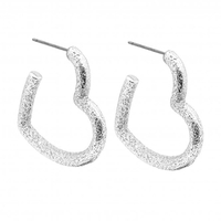 Lipsy Silver Heart Glitter Hoop Earring