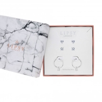 Lipsy Silver Solitaire Charmed Hoops Pack Of 3 - Gift Boxed
