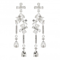 Lipsy Silver Vintage Crystal Long Drop Earrings