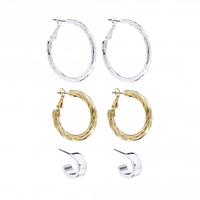 Lipsy Tri-Tone Hoop Earring - Pack of 3