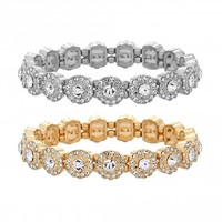 Mixed Plate Crystal Halo Stretch Bracelets Pack Of 2