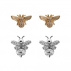 Mixed Plated Cubic Zirconia Bee Earrings - Pack of 2