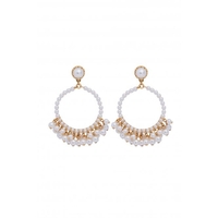 Moda Gold Plated Statement Pearl Cluster Round Earrings