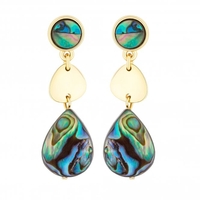 Mood Gold Abalone Pear Drop Earrings