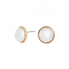 Mood Gold Cream Bouton Pearl Polished Halo Stud Earrings