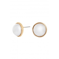 Mood Gold Cream Bouton Pearl Polished Halo Stud Earrings