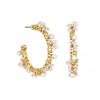 Mood Gold Cream Pearl Encrusted Hoop Earrings
