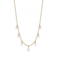 Mood Gold Crystal And Pearl Droplet Necklace