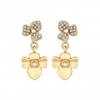 Mood Gold Crystal And Pearl Flower Double Drop Earrings