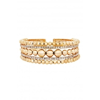Mood Gold Crystal Ball Multirow Cuff Bracelet