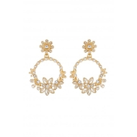 Mood Gold Crystal Forward Facing Statement Flower Earrings