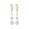 Mood Gold Crystal Graduated Open Stone Huggie Hoop Earrings
