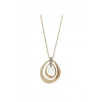 Mood Gold Open Twist Crystal Pear Drop Long Pendant Necklace