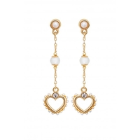 Mood Gold Pearl Linear Heart Drop Earrings