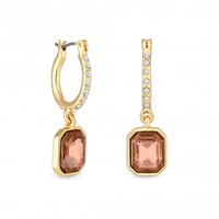 Mood Gold Pink Emerald Cut Huggie Hoop Earrings