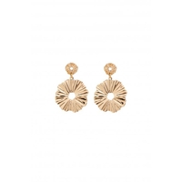 Mood Gold Plated Diamond Cut Forward Facing Round Earrings