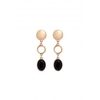 Mood Gold Plated 3 Drop Black Stone Earrings