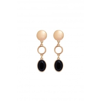 Mood Gold Plated 3 Drop Black Stone Earrings
