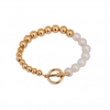 Mood Gold Plated Bead And Fresh Water Pearl T Bar Bracelet