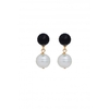Mood Gold Plated Black Bead And Pearl Drop Earrings