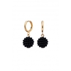 Mood Gold Plated Black Round Bead Huggy Hoop Earrings