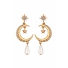 Mood Gold Plated Celestial Pearl Drop Earrings