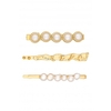 Mood Gold Plated Cream Pearl Wave Hair Slides - Pack of 3