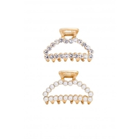 Mood Gold Plated Crystal And Pearl Mini Bulldog - Pack of 2