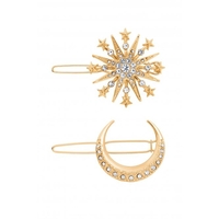 Mood Gold Plated Crystal Celestial Hair Slides - Pack of 2