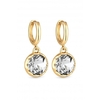 Mood Gold Plated Crystal Round Charmed Huggy Hoop Earrings