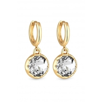 Mood Gold Plated Crystal Round Charmed Huggy Hoop Earrings