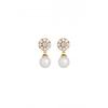 Mood Gold Plated Cubic Zirconia And Pearl Drop Earrings