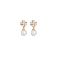 Mood Gold Plated Cubic Zirconia And Pearl Drop Earrings