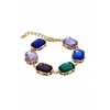 Mood Gold Plated Cushion Cut Tonal Blue And Green Bracelet