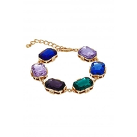 Mood Gold Plated Cushion Cut Tonal Blue And Green Bracelet