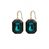 Mood Gold Plated Emerald Green Jet Enamel Drop Earrings