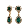 Mood Gold Plated Emerald Green Tear Drop Halo Earrings
