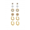 Mood Gold Plated Floral And Hoop Earrings - Pack of 6