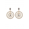 Mood Gold Plated Forward Facing Blue Double Statement Earrings