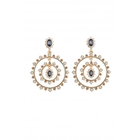 Mood Gold Plated Forward Facing Blue Double Statement Earrings