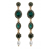 Mood Gold Plated Green Halo Pearl Drop Earrings
