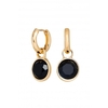 Mood Gold Plated Huggy Hoop Jet Enamel Emerald Charmed Hoop