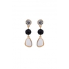 Mood Gold Plated Jet And Mop 3 Drop Earrings