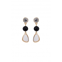 Mood Gold Plated Jet And Mop 3 Drop Earrings