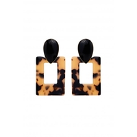 Mood Gold Plated Jet And Tort Resin Drop Earrings