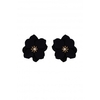 Mood Gold Plated Jet Flower Stud Earrings