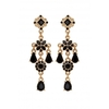 Mood Gold Plated Jet Gothic Drop Earrings