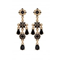 Mood Gold Plated Jet Gothic Drop Earrings