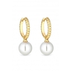 Mood Gold Plated Large Bead Huggy Hoop Earrings
