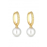 Mood Gold Plated Large Bead Huggy Hoop Earrings